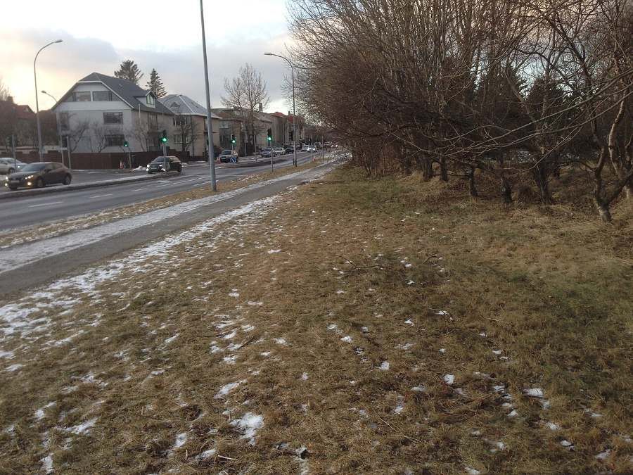 Gata í Laugarneshverfi að vetri