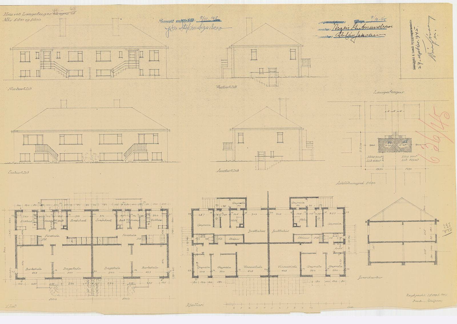 Hús við Laugateig nr. 62 og 64, síðar 46–48 (eintak B), 1945