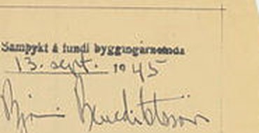 Undirskrift við samþykkt byggingarnefndar